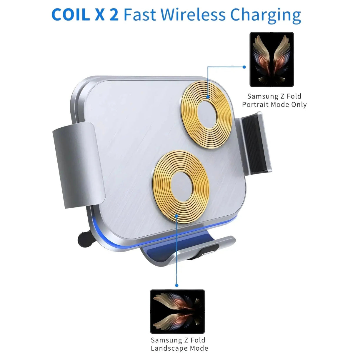 Orbit Dual-Coil Wireless Car Mount for Galaxy Z Fold & Z Flip