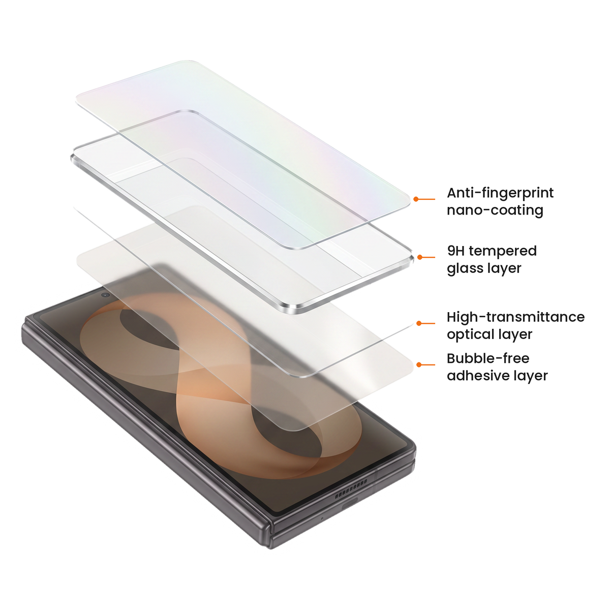 Ion Glass Tempered Screen Protector for Galaxy Z Fold 7, 6, 5 (2-Pack)