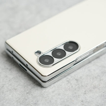 Glossy Chrome Plated PU Leather Skin Case Cover for Samsung Galaxy Z Fold 8 Ultra