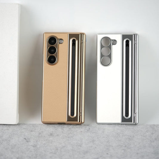 Leather Plating front Glass Protection Hinge Case For Samsung Galaxy Z Fold 8 Ultra | Folding Cover