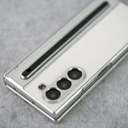 Leather Plating front Glass Protection Hinge Case For Samsung Galaxy Z Fold 8 Ultra | Folding Cover