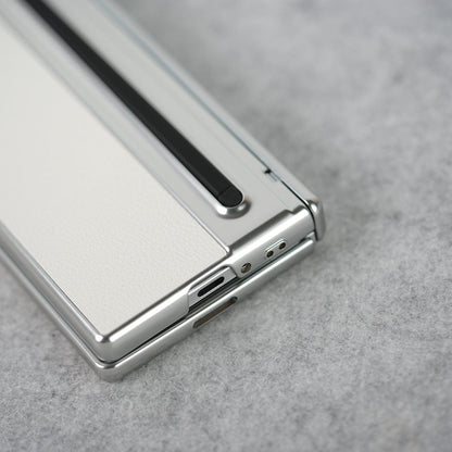 Leather Plating front Glass Protection Hinge Case For Samsung Galaxy Z Fold 8 Ultra | Folding Cover