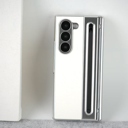 Leather Plating front Glass Protection Hinge Case For Samsung Galaxy Z Fold 8 Ultra | Folding Cover