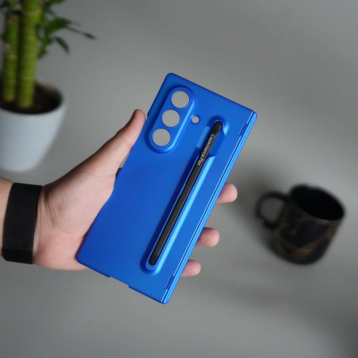 Matte Hard Back Cover For Samsung Galaxy Z Fold 8 Ultra | Case with S-Pen Slot & Front Glass |  | Blue