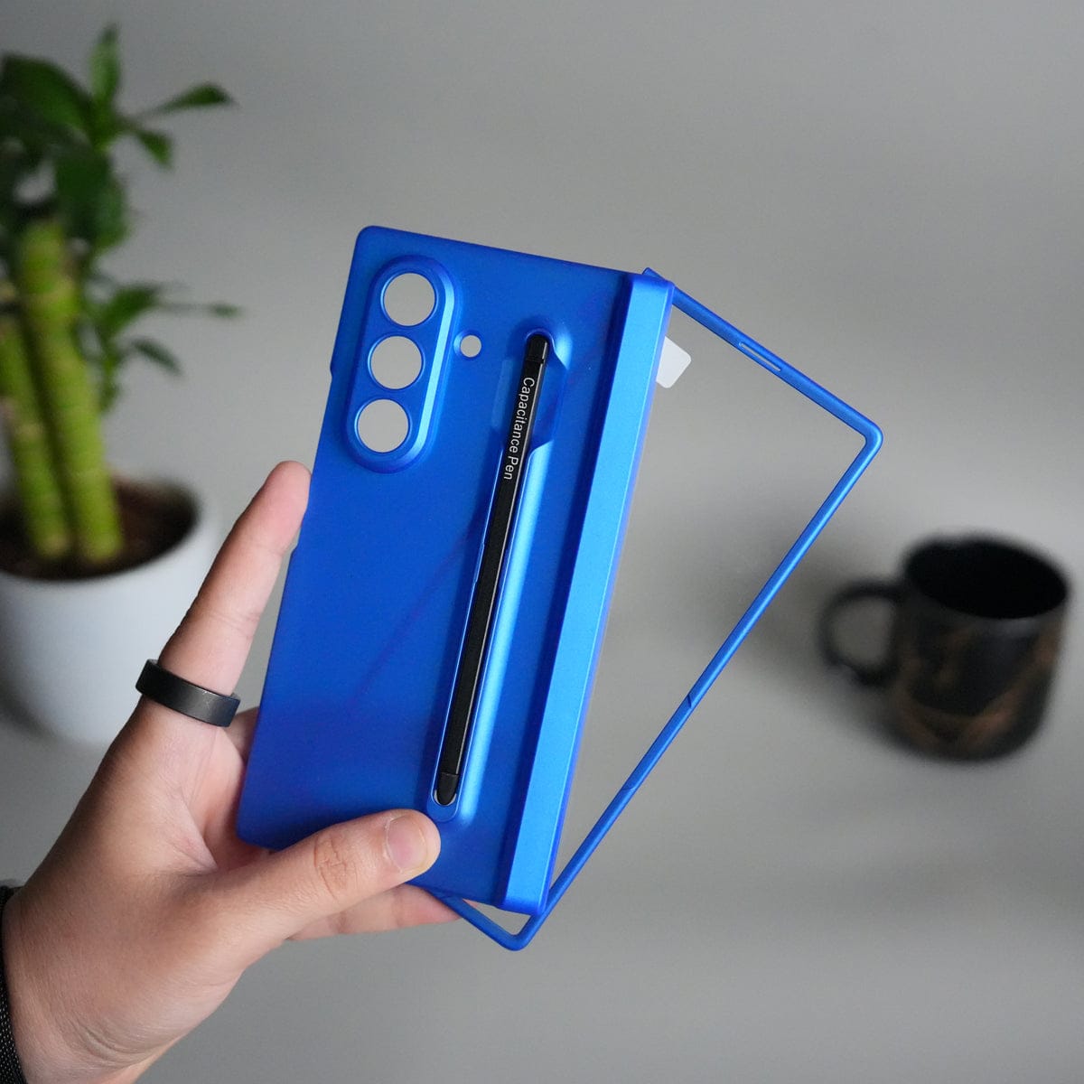 Matte Hard Back Cover For Samsung Galaxy Z Fold 8 Ultra | Case with S-Pen Slot & Front Glass |  | Blue