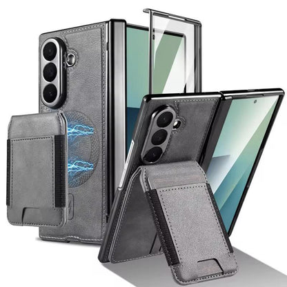 Magnetic PU Leather Flip Kickstand Credit Wallet Card Holder Slots Covers for Samsung Galaxy Z Fold 8 Ultra
