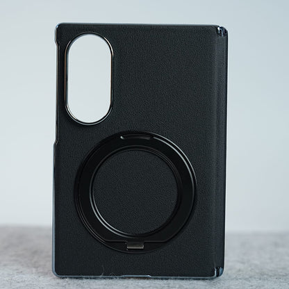 Premium Leather Texture Case For Galaxy Z Fold 8 | Foldable Ring Stand & Metal Camera Frame