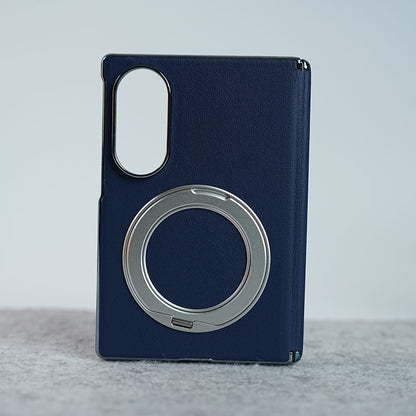 Premium Leather Texture Case For Galaxy Z Fold 8 | Foldable Ring Stand & Metal Camera Frame