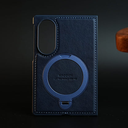 Stitched Leather Texture Case for Galaxy Z Fold 8 | Ring Stand and Front Frame
