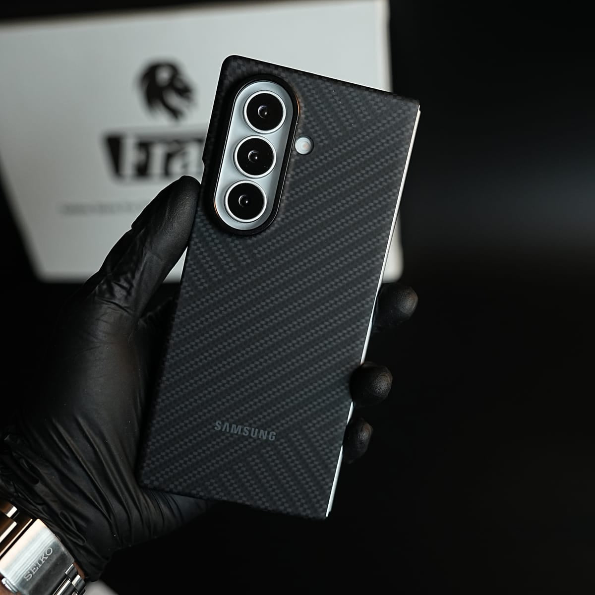 Carbon Fiber Texture Case for Samsung Galaxy Z Fold 8 Ultra  | Magnetic Ring + 2 Ultra HD Tempered Glass