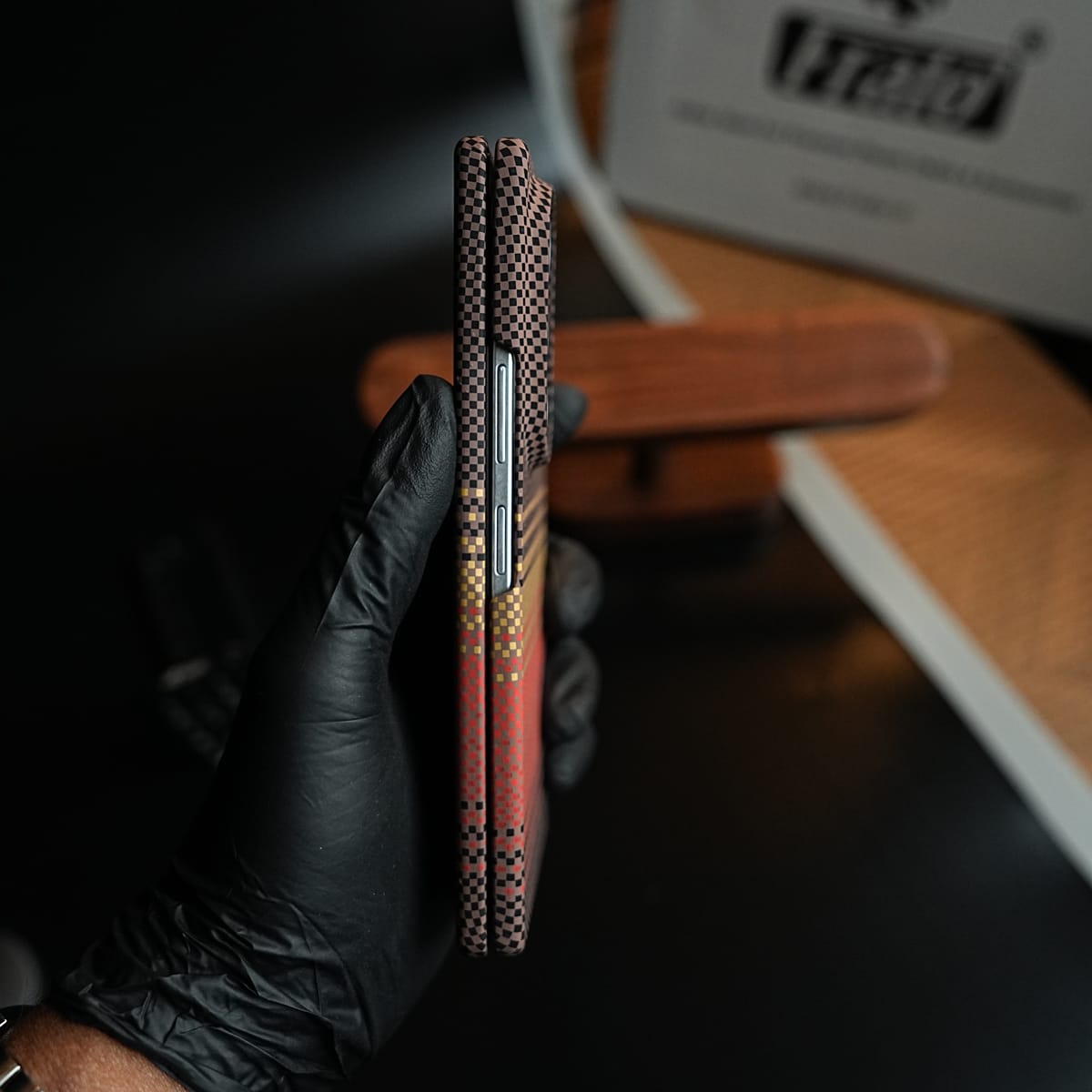 Carbon Fiber Texture Design Cover for Galaxy Z Fold 8 Ultra Hard Pc MagSafe | RedOrange
