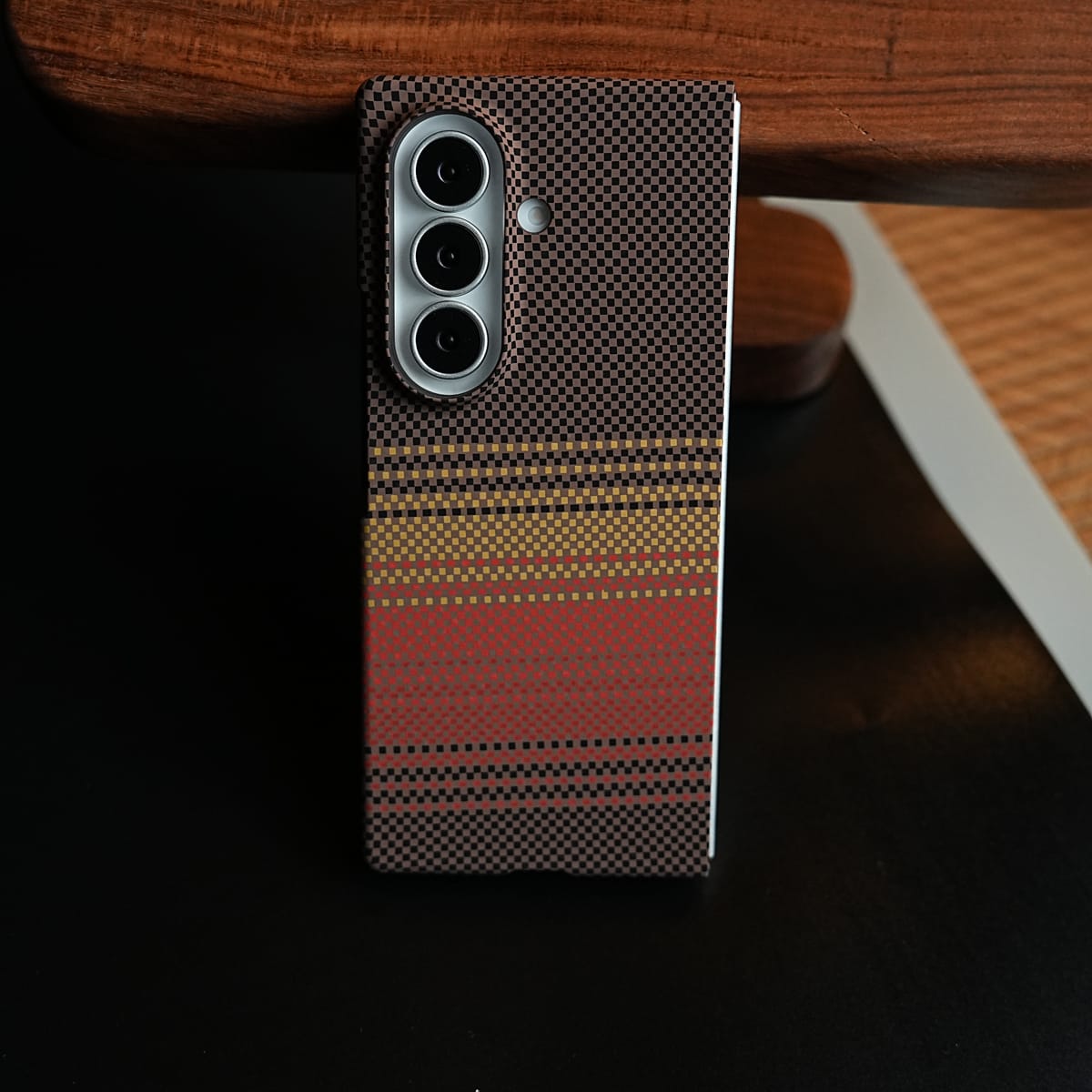 Carbon Fiber Texture Design Cover for Galaxy Z Fold 8 Ultra Hard Pc MagSafe | RedOrange