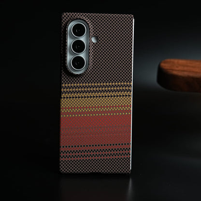 Carbon Fiber Texture Design Cover for Galaxy Z Fold 8 Ultra Hard Pc MagSafe | RedOrange