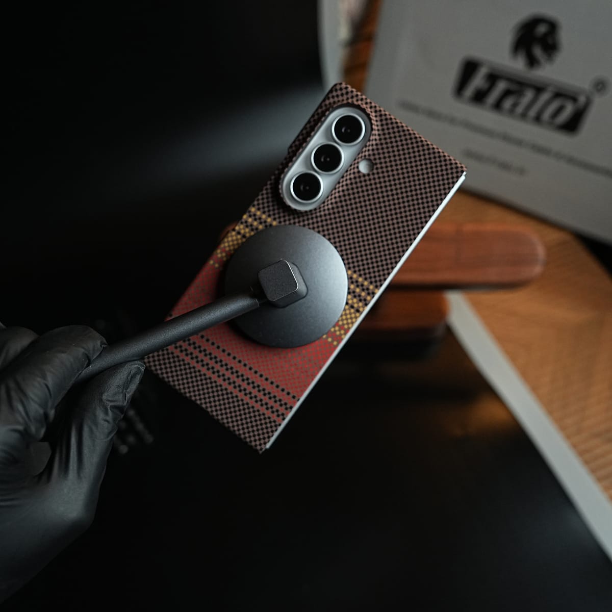 Carbon Fiber Texture Design Cover for Galaxy Z Fold 8 Ultra Hard Pc MagSafe | RedOrange