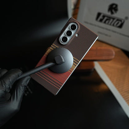 Carbon Fiber Texture Design Cover for Galaxy Z Fold 8 Ultra Hard Pc MagSafe | RedOrange