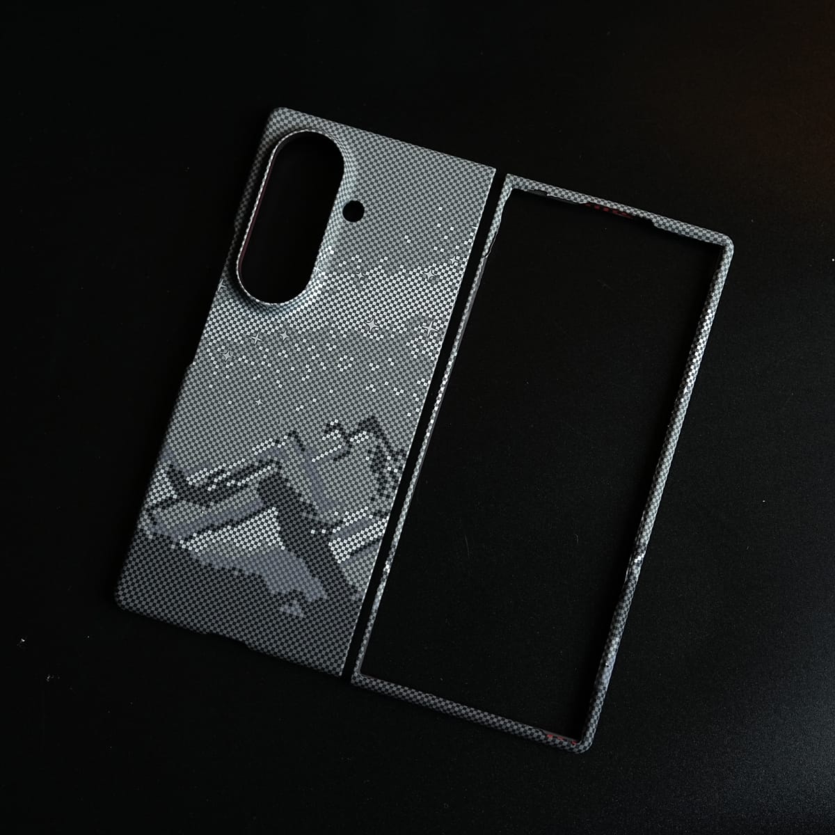 Carbon Fiber Texture Design Hard Pc for Galaxy Z Fold 8 Ultra with Magsafe | Gray Mountains