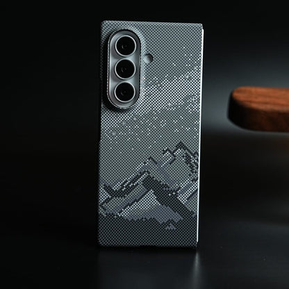Carbon Fiber Texture Design Hard Pc for Galaxy Z Fold 8 Ultra with Magsafe | Gray Mountains