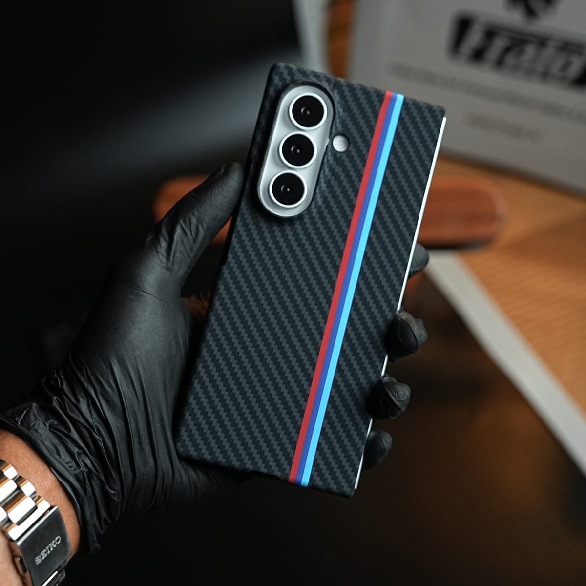 Carbon Fiber Texture Stripe Case for Galaxy Z Fold 8 Ultra | MagSafe Case