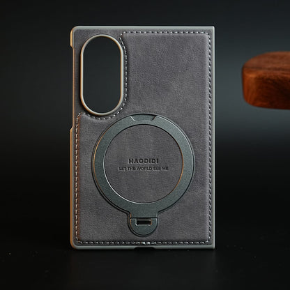 Stitched Leather Texture Case for Galaxy Z Fold 8 | Ring Stand and Front Frame