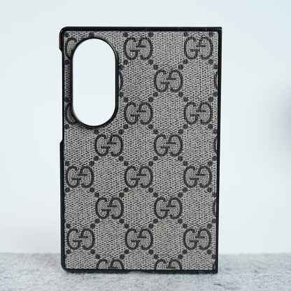 Luxury GG Pattern PU Leather Case Cover For Samsung Galaxy Z Fold 8 (Beige)