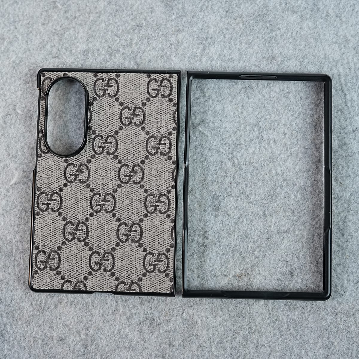 Luxury GG Pattern PU Leather Case Cover For Samsung Galaxy Z Fold 8 (Beige)