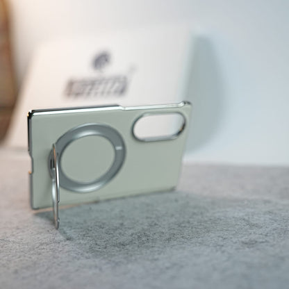 Premium Leather Texture Case For Galaxy Z Fold 8 | Foldable Ring Stand & Metal Camera Frame