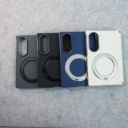 Premium Leather Texture Case For Galaxy Z Fold 8 | Foldable Ring Stand & Metal Camera Frame