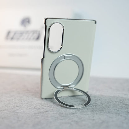 Premium Leather Texture Case For Galaxy Z Fold 8 | Foldable Ring Stand & Metal Camera Frame