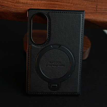 Stitched Leather Texture Case for Galaxy Z Fold 8 | Ring Stand and Front Frame