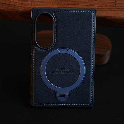 Stitched Leather Texture Case for Galaxy Z Fold 8 | Ring Stand and Front Frame