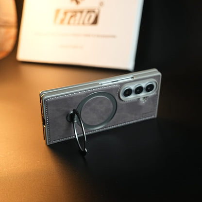 Stitched Leather Texture Case for Galaxy Z Fold 8 Ultra | Ring Stand and Front Frame