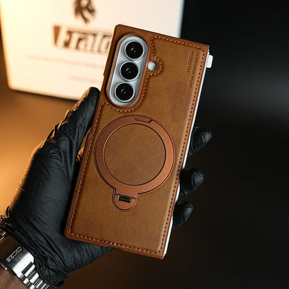 Stitched Leather Texture Case for Galaxy Z Fold 8 Ultra | Ring Stand and Front Frame