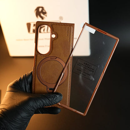 Stitched Leather Texture Case for Galaxy Z Fold 8 Ultra | Ring Stand and Front Frame
