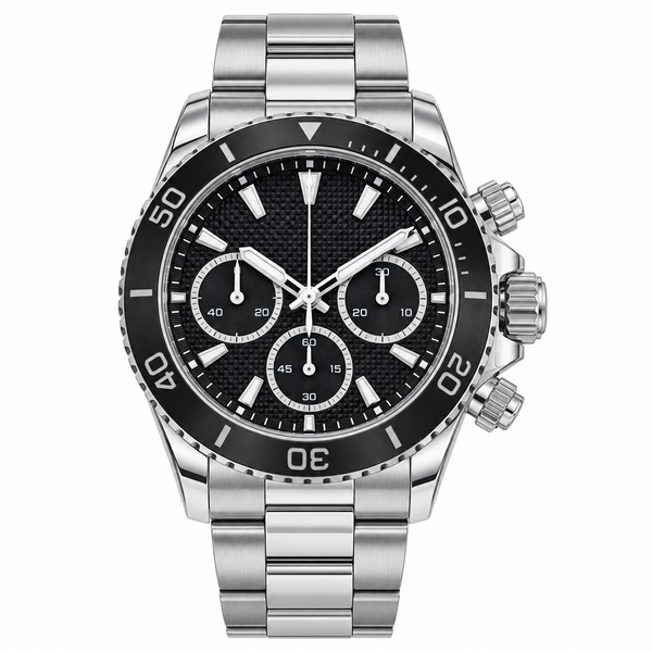 Argente Noir Céramique Suiss 4130 Pour Hommes