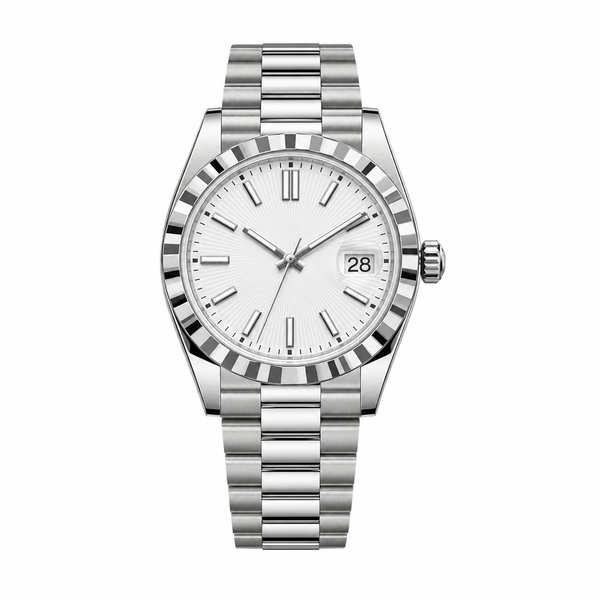Date 40MM Or Blanc Et Cadran Blanc President Ceinture
