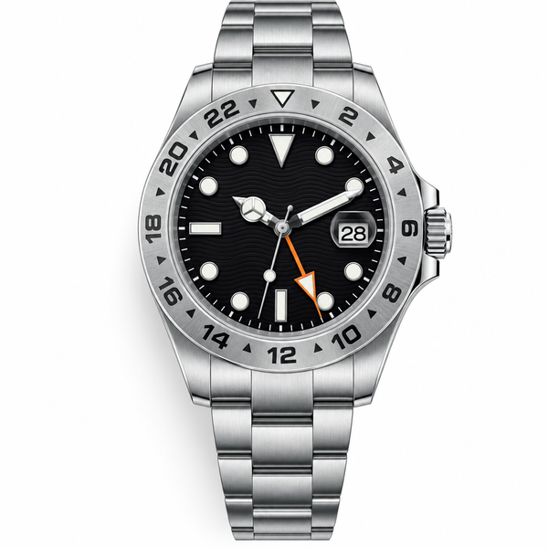 II Black Dial Orange Hand Steel